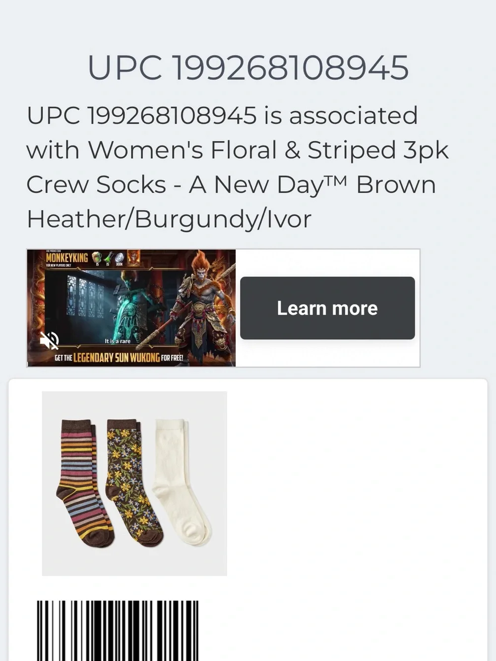 a new day Women's 3-Pack Crew Socks in Brown, Cream and Multicolor